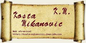 Kosta Mikanović vizit kartica
